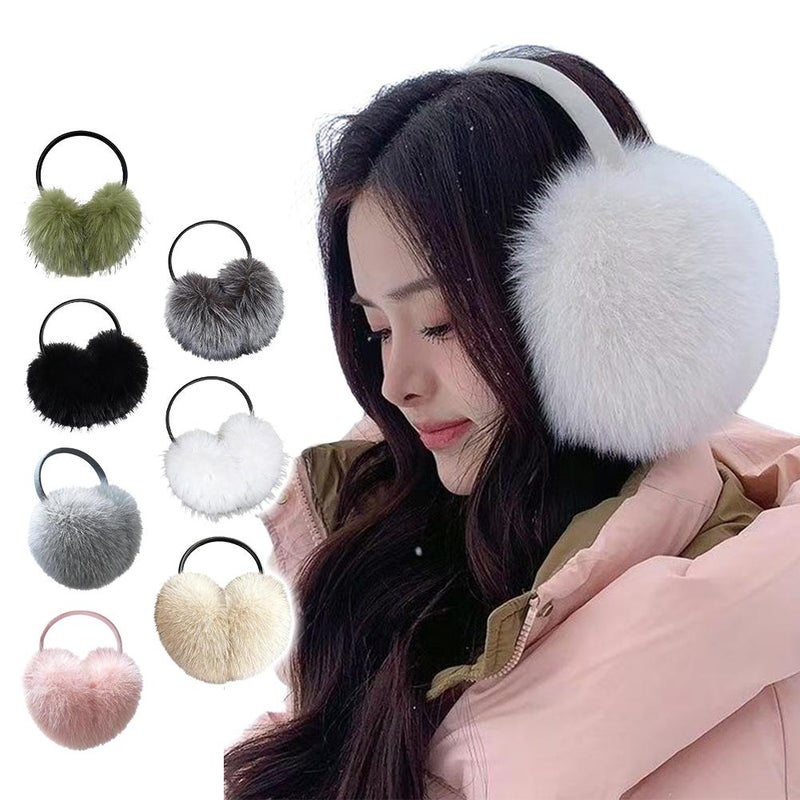 Women Winter Ear Muffs, Vintage Faux Fur Earmuffs, Fluffy Faux Fur EarMuffs Ear Warmers for Women Girls (Gray) - Image 3
